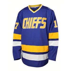 Men's #17 Embroidered Ice Hockey Jersey-Vintage Blue, Classic Stitching Sports Sweatshirt for Party and Casual Wear