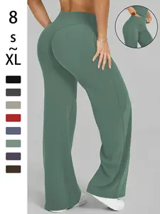 High-Waisted Bell Bottom Yoga Pants for Women, Butt-Lifting Wide Leg Nylon Spandex, Sporty Slim-Fit for Outdoor Gym Wear