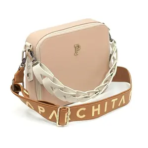 Women’s Vegan Leather Crossbody Bag – Flora Shoulder Handbag Colombian Gift - Structured Handbag Women's Fashion Vegan Leather Crossbody Bag - Cartera Flora nude
