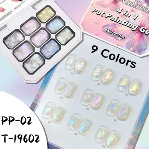 Osnailmall 9 Colors 3D Sculpting Gel, 4-In-1 Pat Painting Nail Gel, Silky Aurora Fantasy Texture, Gradient Nail Art Gel Polish