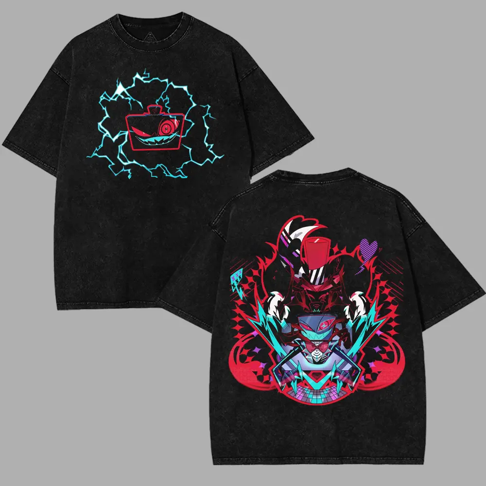 VOX x VAL- Hazbin Hotel Wash -Shirt , Back and Front Print, Superhero Fans | Great Gift For Fans graphic tee Cotton Fabric Top Womenswear streetwear lover