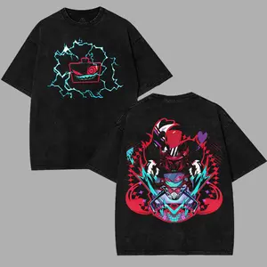 VOX x VAL- Hazbin Hotel Wash -Shirt , Back and Front Print, Superhero Fans | Great Gift For Fans graphic tee Cotton Fabric Top Womenswear streetwear lover