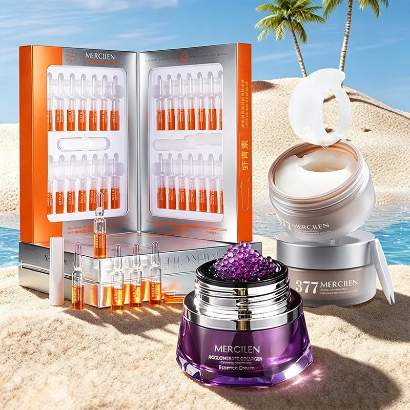 Mercilen Astaxanthin Hydrating Essence, Collagen Firming Cream, Eye Mask Set, Skincare Hydration Kit, Moisturizing, Suitable for All Skin Types, Nourishing Kit