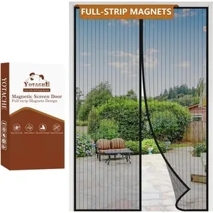 Screen Door Fits 60x80 Inch Doors, Screen Size 62"x81", Reinforced Screen Mesh with Full Strip Magnets for Front/Back Single Door