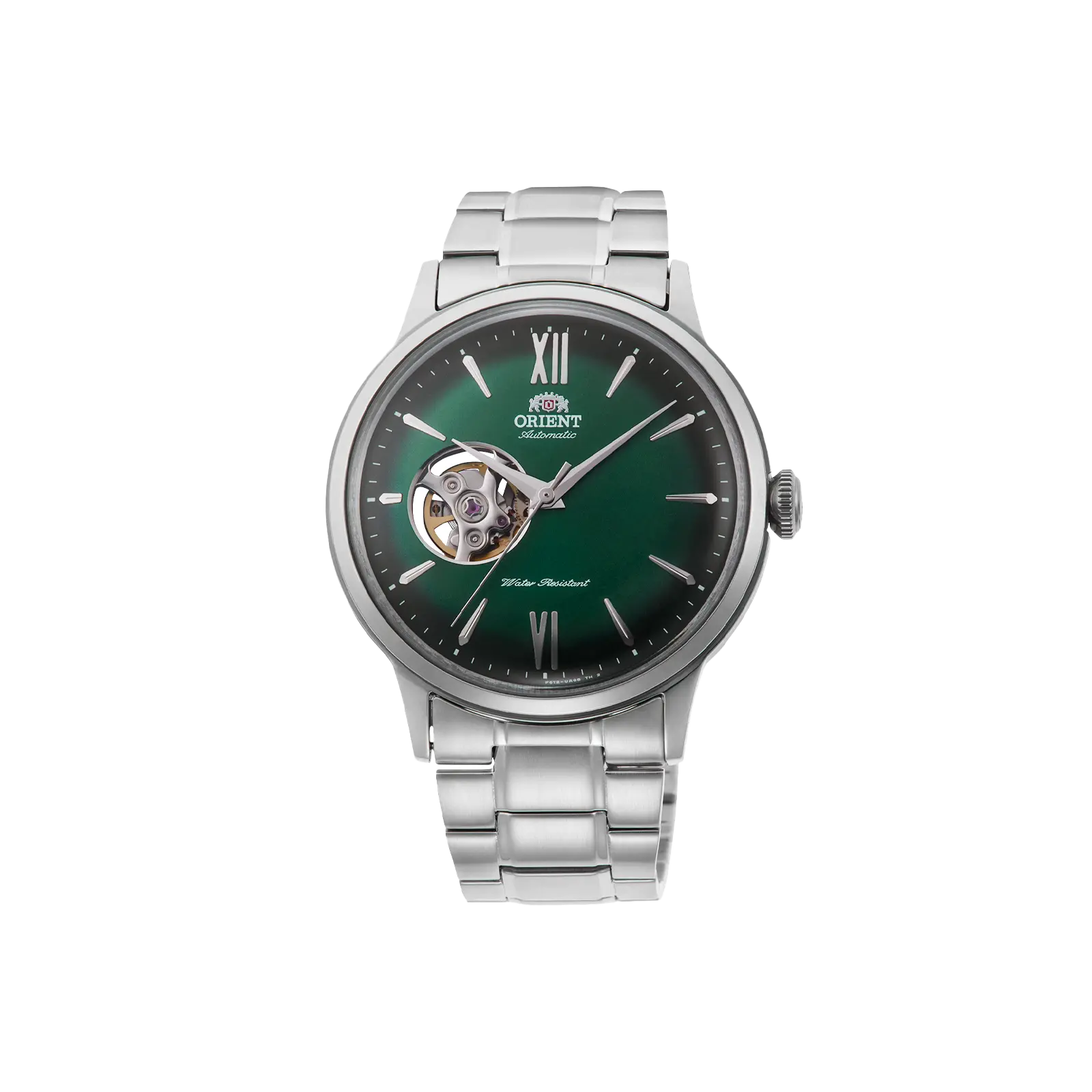 Orient Men's Helios Classic Stainless Steel Wristwatch - 40.5mm Stainless Steel Case, Green Open-Heart Analog Dial, Automatic Mechanical Movement