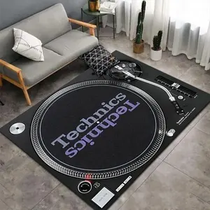 Technics Turntable Flannel Area Rug - DJ Vinyl Record Player Print Soft Mat for Music Room & Living Room, Non-Slip Retro Home Decor#TechnicsRug #TurntableMat #DJHomeDecor #VinylRecordCarpet #NonSlipFlannelRug