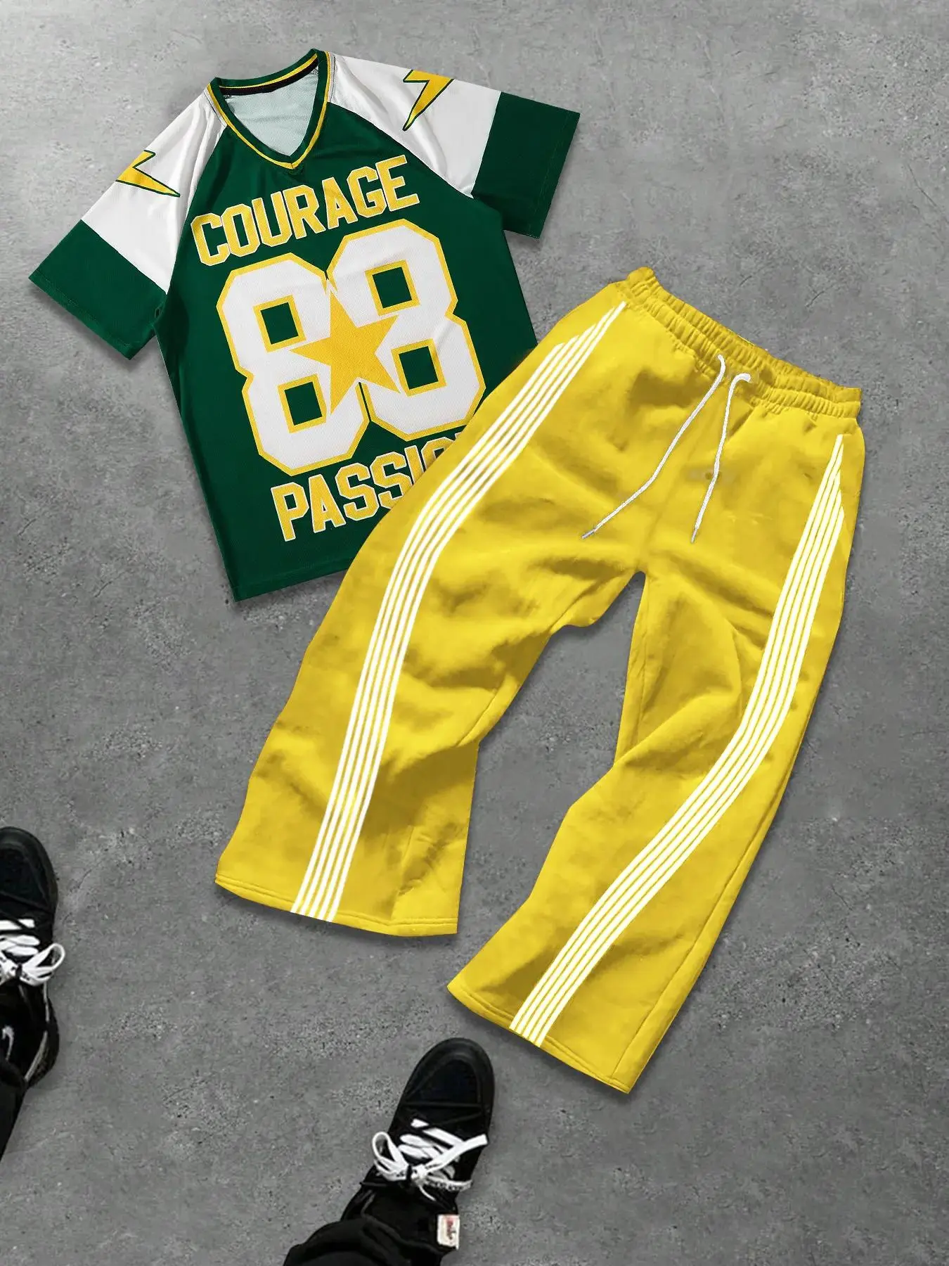 Two-Piece Set Men's Letter Print Short Sleeve T-shirt & Tracksuit Pants, Loose Crew Neck Tee & Sweatpants, Casual Fashion Cozy Breathable Men Two-piece for All Seasons
