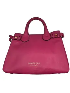 Pre-owned BURBERRY Leather Handbag Pink W/ Nova Check on Side Perfect For Daily Use