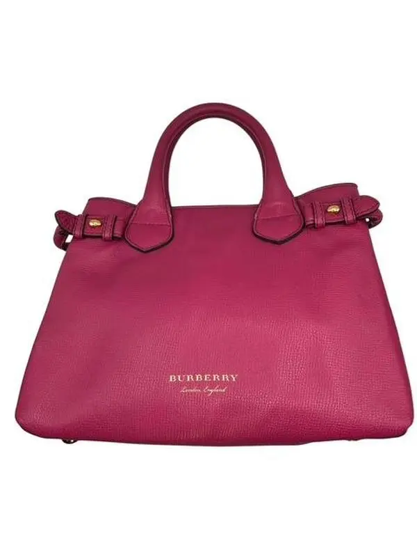 Pre-owned BURBERRY Leather Handbag Pink W/ Nova Check on Side Perfect For Daily Use