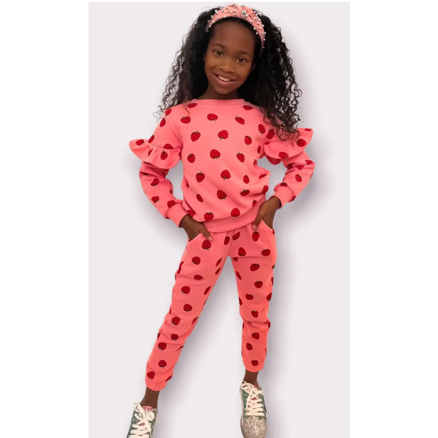 Strawberry Ruffle Joggers Set