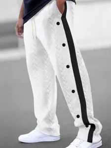 Men's Spring & Fall Straight Leg Pants, Casual Pants, Menswear Hip Hop Floral Drawstring Buckle Long Pants, Comfortable Versatile Soft Fabric, Fitted, Trouser