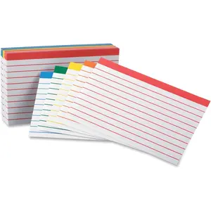 Color Coded Bar Ruled Index Cards 3 x 5 Assorted Colors 100/Pack