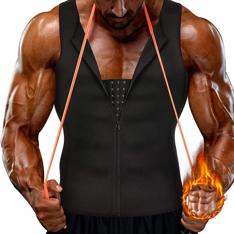 Men's Compression Tank Top Body Shaper - Adjustable Training Vest, Fitness Workout Vest, Black Tummy Control Girdle, Chest Protector, Dry Fit Wicking, Breathable Athletic Undershirt