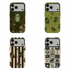Gothic Cottagecore Beetle Case, Whimsical Dark Bug & Skull Art Tough Cover, Compatible for iPhone 17-11 and for Samsung S26-S21, Victorian Nature Protective Case, Perfect Holiday Gift, Cool Gift