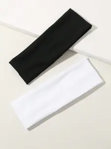 2pcs Solid Color Sports Style Headbands Suitable For Daily Life And Sports Casual Gym Workout Headband Hair Band Turban Headband Sweatband, School Stuff, College