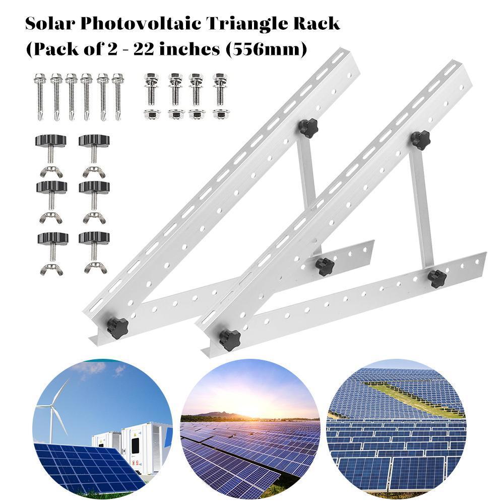 2Pack Upgraded 22in Solar Panel Mount Brackets, with Foldable Tilt Legs, Adjustable Mounting Brackets Kits for RV, Roof, Boat, and Off-Grid, Adjustable Solar Panel RV Tilt Mount Brackets for RV Roof Boat Any Flat Surface