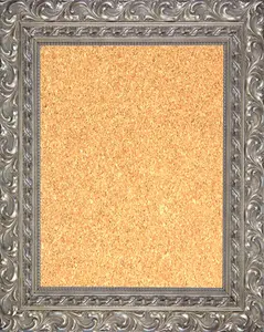 Framed Cork Board - Ornate Antique Silver Finish Frame