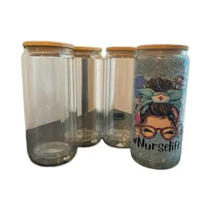 Bamboo Doble Wall Cup 20 oz with Bamboo Lid - Clear, Single Container, Ideal for Beverages - Bottle, Drinkware . Set of 4 Mug