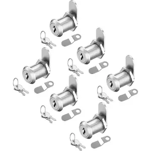 6 Pack Keyed Alike Cabinet Locks with Key, 7/8" RV Cam Lock, Zinc Alloy Mailbox Locks Replacement for Drawer RV Storage Door