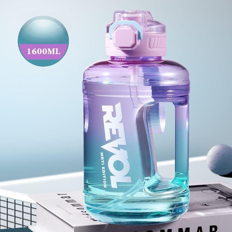 1600ml Leakproof Sports Water Bottle with Straw and Handle, Large Hydration Container for Gym Workout, Outdoor Camping & Daily Use