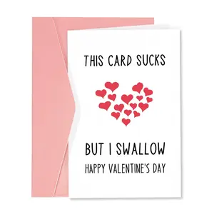 1pc Funny Valentine's Day Card for Him Her, Naughty Valentine's Day Card for Boyfriend Girlfriend, Rude Valentine's Day Card for Husband Wife, This Card Sucks But I Swallow, Custom Message Card