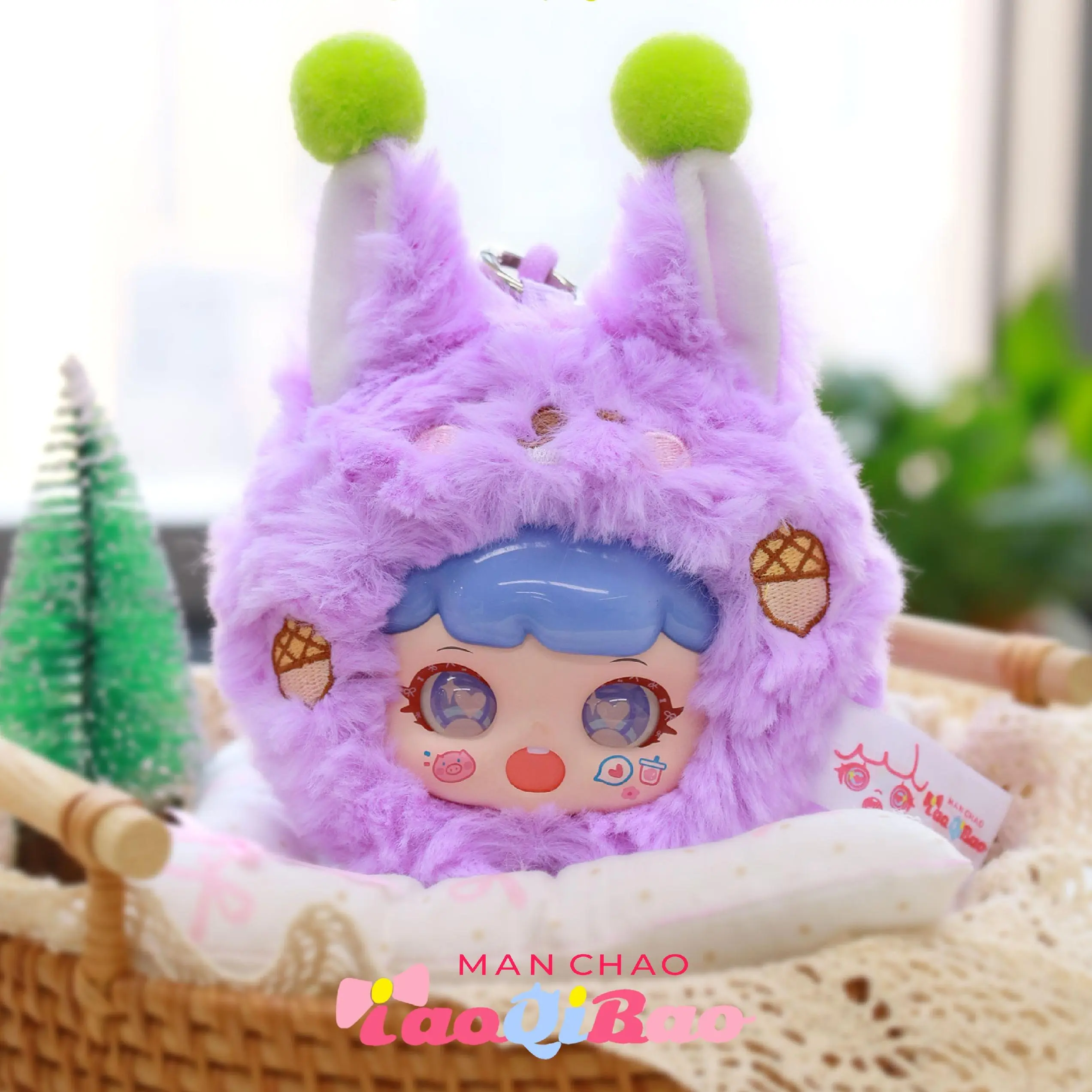 MAN CHAO Rumi Fantasy Town Series 8-Piece Collectible Blind Bag Keychain Bundle Set - 14-17cm Plush-Look Fantasy Theme, Fluffy Bunny, Bag Pendant, Keychain Surprise Collectibles, US-Shipped (Black Friday), Fluffy Bunny Keychain