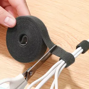 Self-Adhesive Hook & Loop Cable Ties, 5m Wire Organizers for Secure Wiring Management, Durable Fastening Solution for Home Office Use, Office Supplies