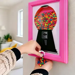 2-in-1 Candy Dispenser Picture Frame – sugar storage Wall Mount or Tabletop Snack Holder for Candy buffet , cereal Nuts & Pet Treats Home Decor Rotating Multi-Grid Grain storage Bin glass food storage jar