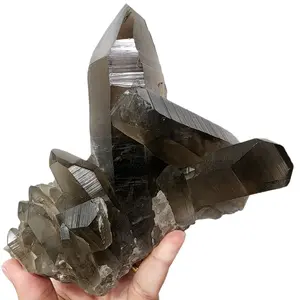 Lemurian Smoke Quartz Cluster - Natural Stone Decor