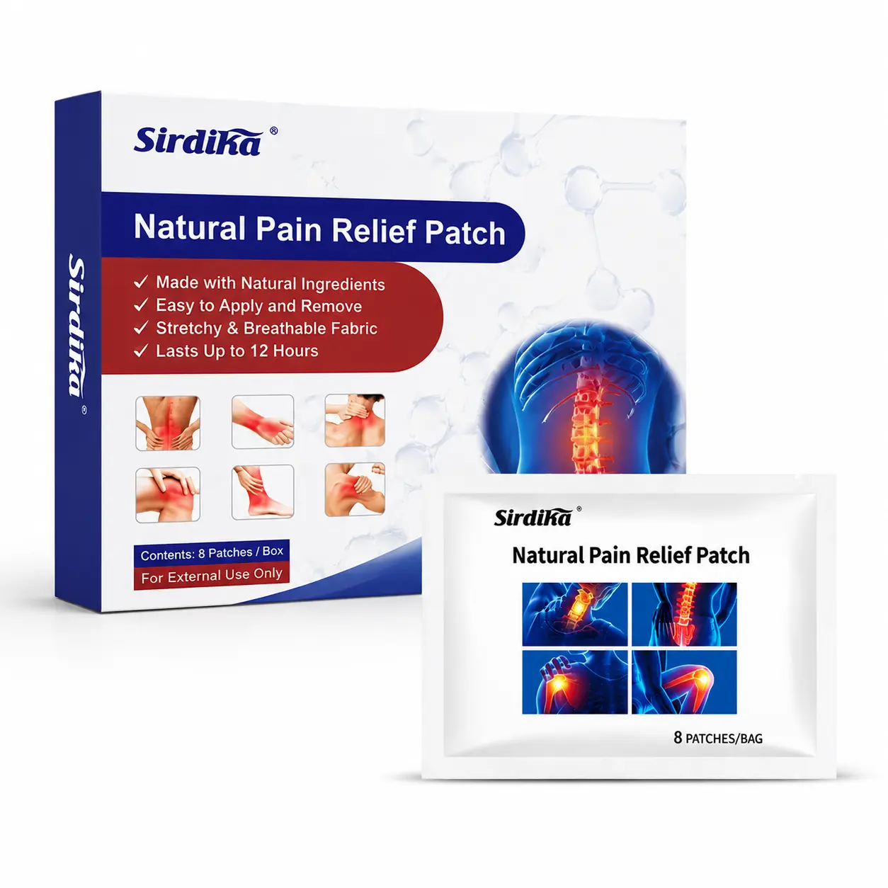 Sirdika Flexible Comfort Patches, 8 Count - Breathable Adhesive Patches for Back, Neck, Shoulders and Knees Sirdika Flexible Comfort Patches, 8 Count - Breathable Adhesive Patches for Back, Neck, Shoulders and Knees