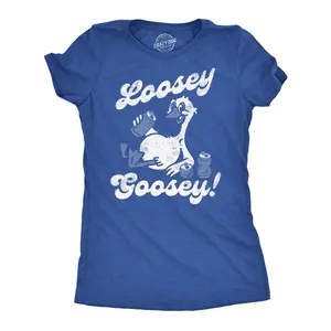 Womens Funny T Shirts Loosey Goosey Sarcastic Drinking Tee for Ladies Funny Womens T Shirts Cute Vintage Fashion Casual Ladies T-Shirt Gift Sarcastic Tops for Women Funny Drinking Top Women's Novelty Tees Royal -