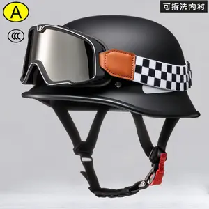 3C certified vintage Summer motorcycle helmet, Harley-style steel helmet, soldier helmet, cruiser half helmet Adult Dirt Bike Helmet ATV Motorcycle Off-Road Racing Safety Helmet with Adjustable Visor