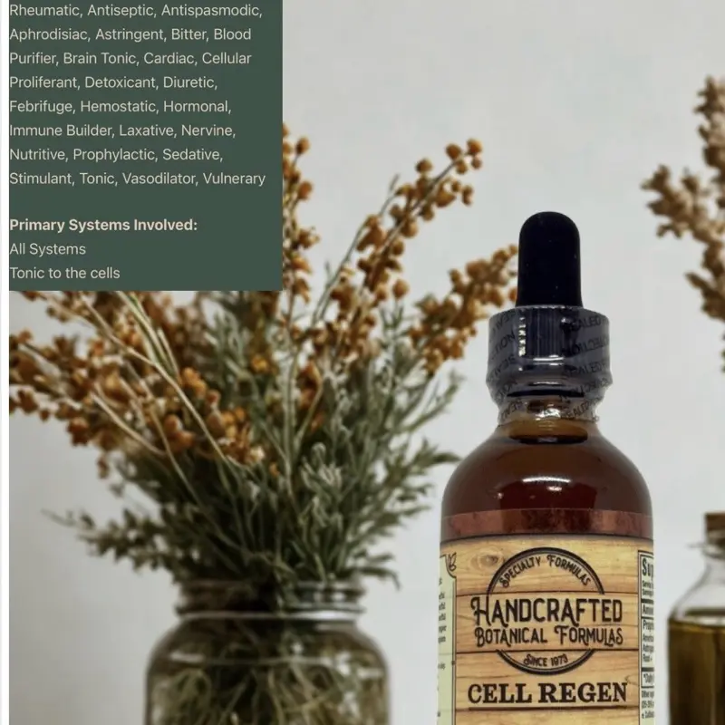 Herbal Cell Regeneration Tincture Supplement - Alcohol-Based Bottle with Ginseng Roots, 84 Drops for Cell Repair