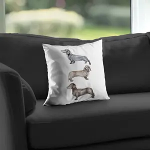 Begin Home Decor C1PT1414CL9BC0 14 x 14 in. Small Dachshund Dog Throw Pillow - Livingroom Animals Decor