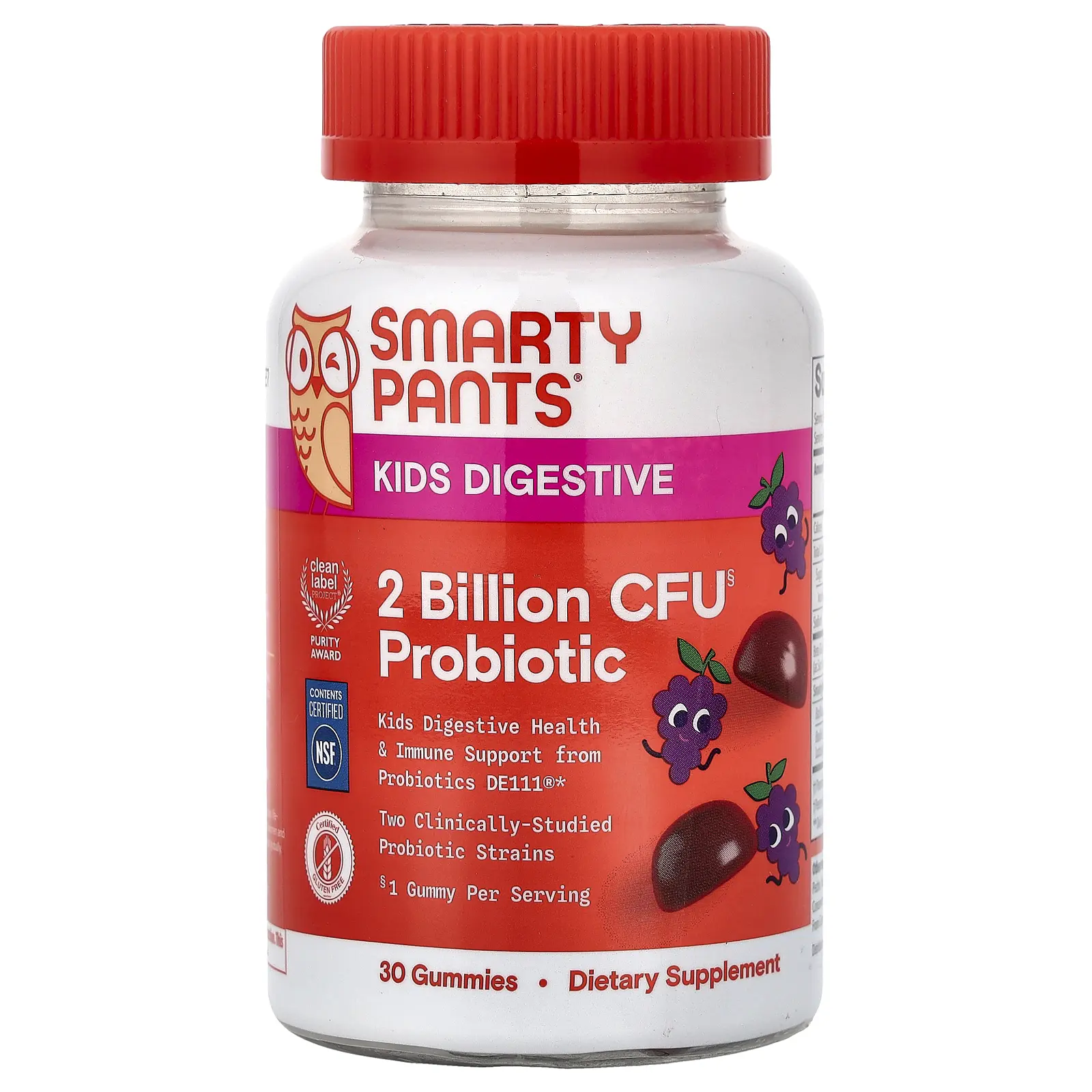 SmartyPants Kids Digestive, Probiotic Gummies, Grape, 30 Gummies