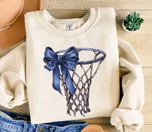 Coquette Basketball Sweatshirt, Basketball Mom Sweatshirt, Basketball Coquette Bow Sweatshirt, Sport Mom Gift, Basketball Lover Gift, Game Day