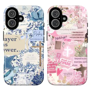 Aesthetic Christian Collage Phone Case Collection Pink & Blue Bible Verse Cover For iPhone 17 Pro Max 16 Plus 15 14 13 12 11 Air |   Jesus Faith Scripture Art Gift for her, Him, Xmas