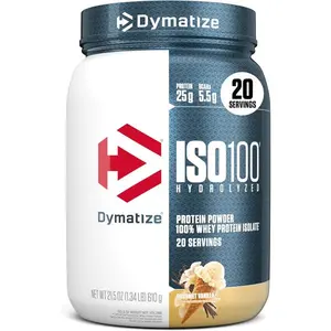 Dymatize ISO100 Whey Protein Isolate Powder Gourmet Vanilla 20 Servings 25g Protein Low Carb Low Fat Gluten Free Protein Supplement