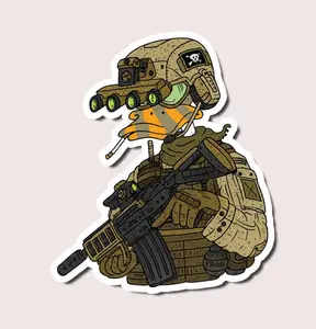 Tactical Duck Sticker Military Style Cartoon Vinyl Decal Waterproof Collectible for Laptop Car Water Bottle 4 Sizes 2x2 3x3 4x4 6x6 Durable Matte Finish