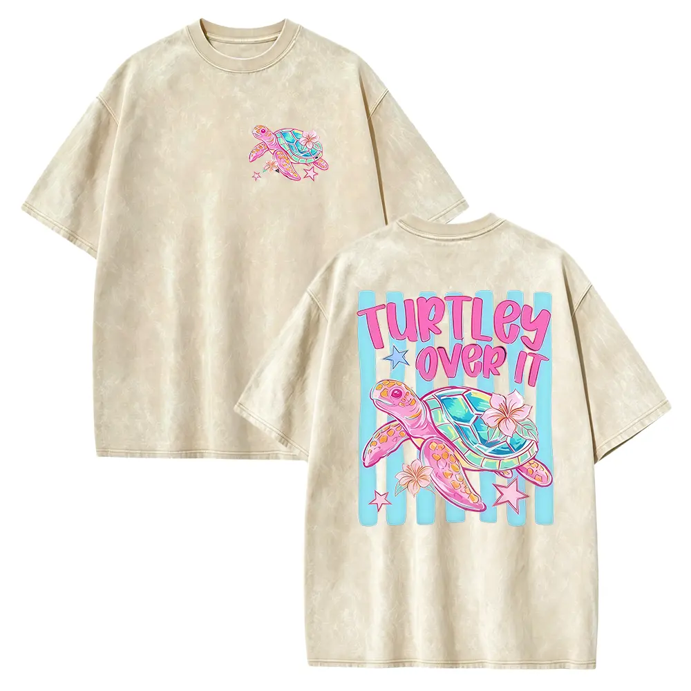 Turtley Over It Sea Turtle Shirt, Preppy Striped Summer Tee
