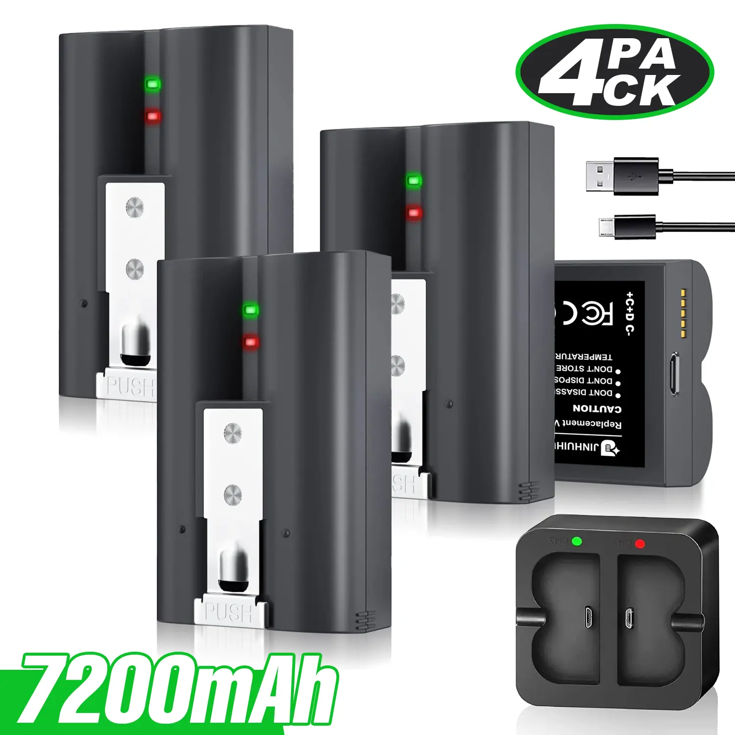 7200mAh 2-Pack Replacement Battery Pack for Ring Video Doorbell Gen 2/3/3 Plus/4 & Security Cameras – Wireless Li-Ion, Fast Charging, Overheat Safe, FCC/CE/RoHS