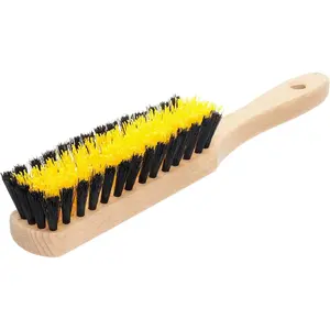 Carpet Cleaning Brush, Scrub Brush with Handle for Floor Mats, Rug Brush, Heavy Duty Carpet Cleaner Brush, Nylon Upholstery Brush for Indoor and Outdoor, Stiff Bristle  Carpet Brush, Yellow