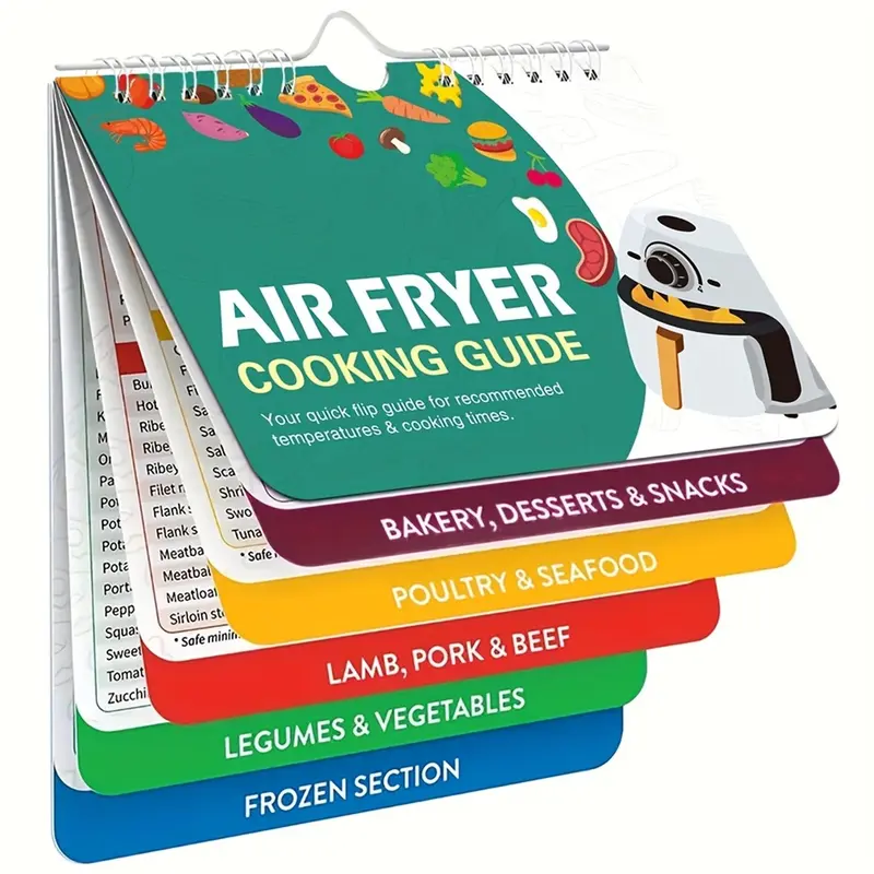 Air Fryer/ Pressure Cooker Magnetic Cooking Guide Booklet, 1 Count Cooking Cheat Sheet, Instant Air Fryer/pressure Cooker Accessories for Kitchen Refrigerator, Pancake, Stew, Dinners, Banana Bread, Easy Recipe, Meal Prep, Air Fryer Cookbook, Home Cooking
