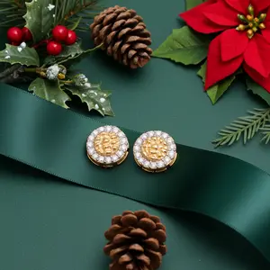 King of Bling's 1.00ct Moissanite Yellow 925 Sterling Silver Women's Circle Shape Nugget Earring