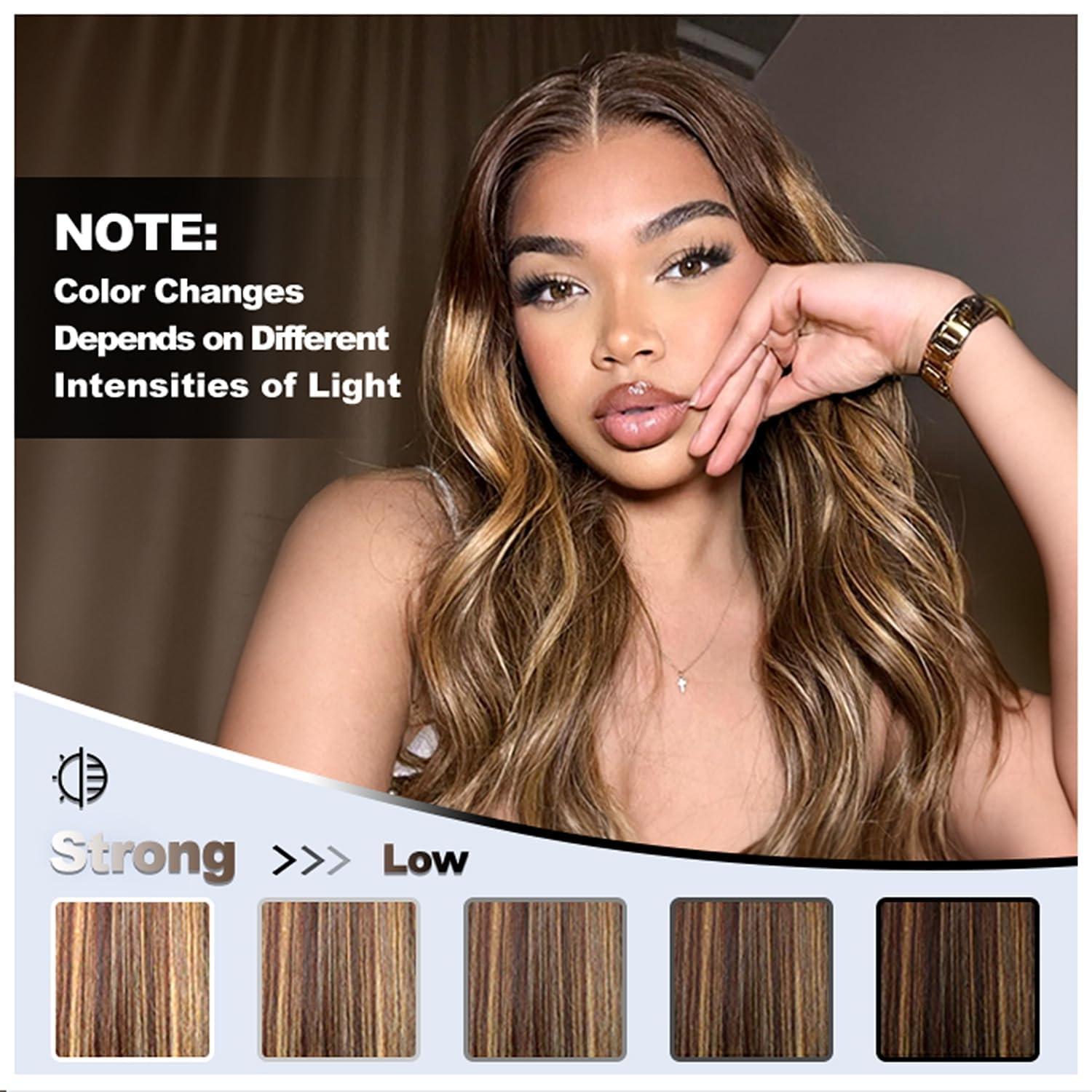 Odbe Hair P4/27 Highlight Body Wave Bundles 26 28 Inch Ombre Brown 12A Brazilian Virgin Unprocessed Human Hair Extensions Weave 1 3 4 Bundles for Women