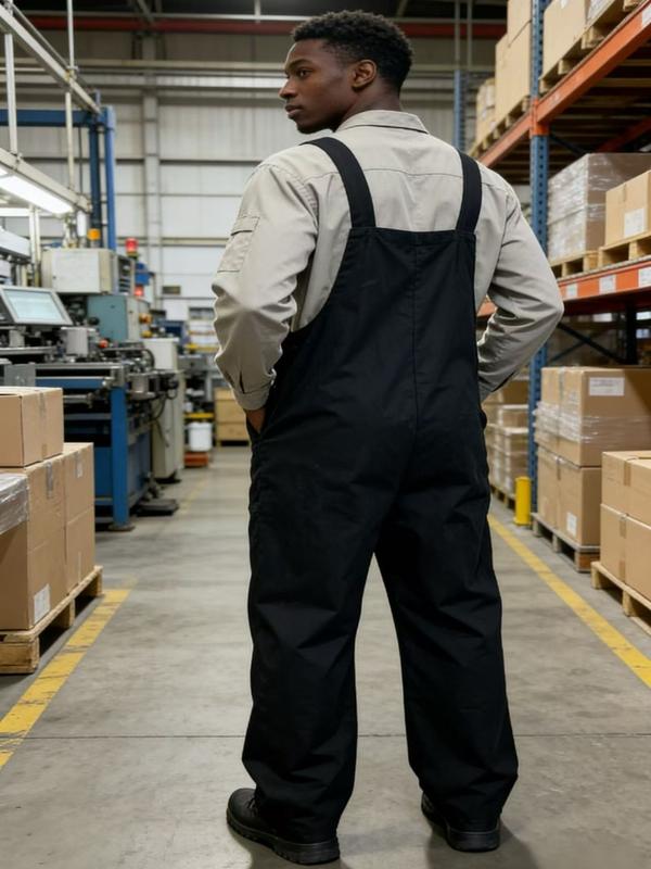 European and American retro men's work overalls with suspenders, a new loose and casual style for spring and autumn. The shoulder straps are adjustable, with a front-length design. It is wear-resistant and durable, and can easily handle various jobs.