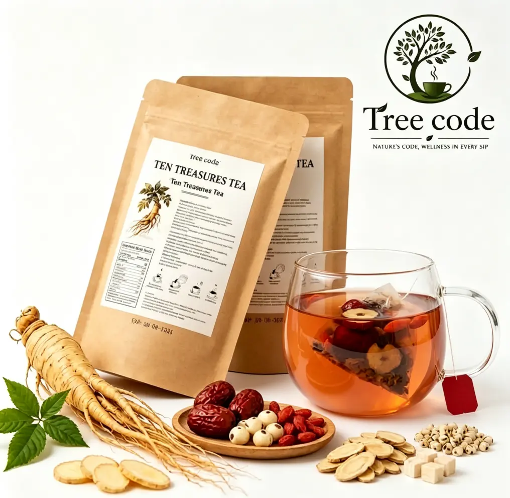 Treecode Herbal Liver & Kidney Support Tea Bags, Organic Herbal Wellness Tea with Ginseng, Maca Root & Sea Cucumber, Daily Cleanse Tea for Morning Wellness, Vegetarian