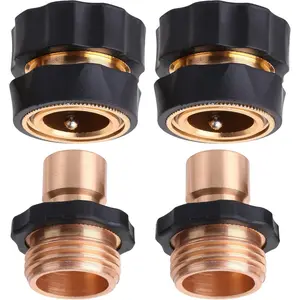 Garden Hose Quick Connectors, 3/4 Inch, 2 Sets (2 Female+2 Male) - Water Hose Connectors with Quick Release Fittings