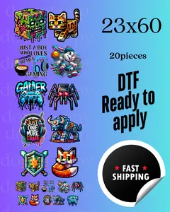 GAMER/BOY DTF GANG SHEET 20 PIECES