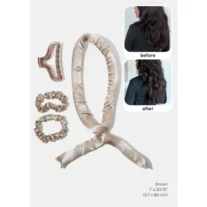 AOA Heat-free Satin Hair Curling Rod - Brown